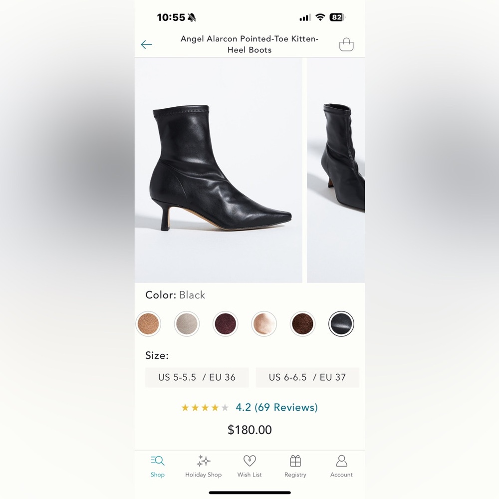 Black Pointed-Toe Kitten Heel Boots